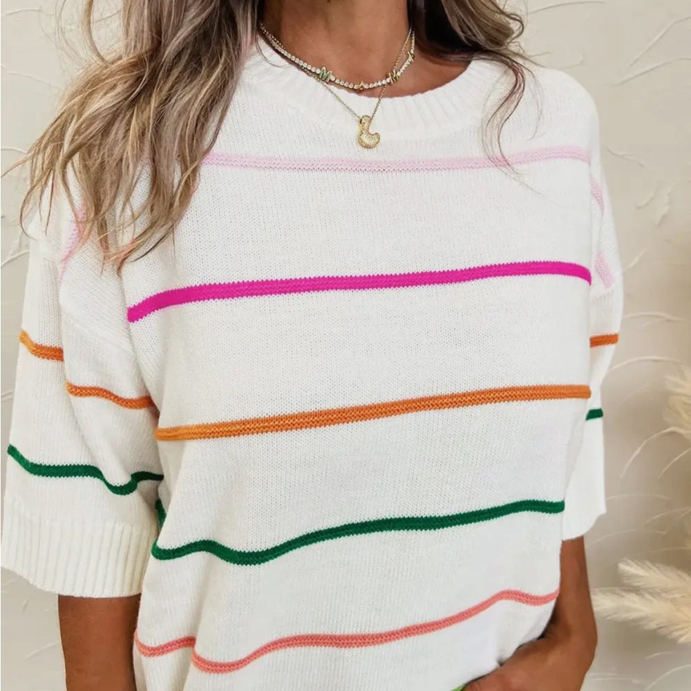 Striped Knit Sweater (drop shoulder)